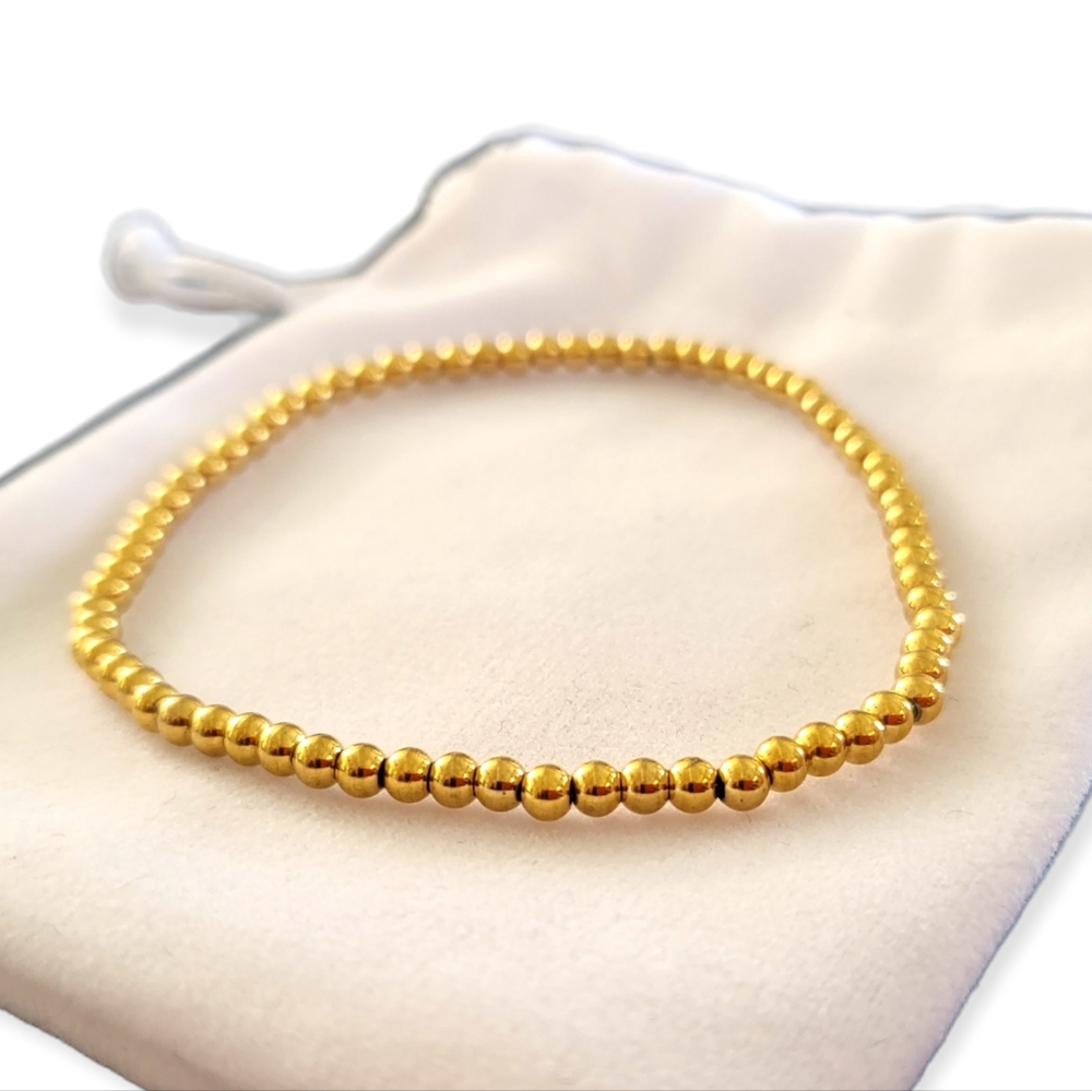 New Gold Beaded Bracelet Stainless Steel Bead Bracelet